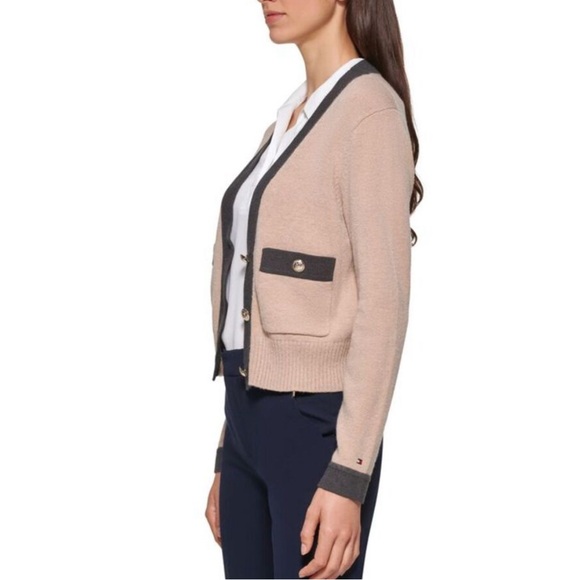 Tommy Hilfiger Women's Contrast Button Front Cardigan Sweater - Picture 4 of 9